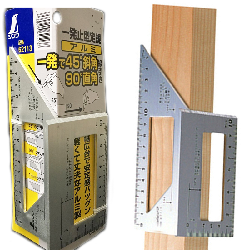 ?  Ϻ ˷̴ ձ  ٱ  45 90  ġ/ Wood Tool  Japanese Aluminum Alloy Woodworking Multifunctional Square 45 Degrees 90 Degrees Gauge Rul